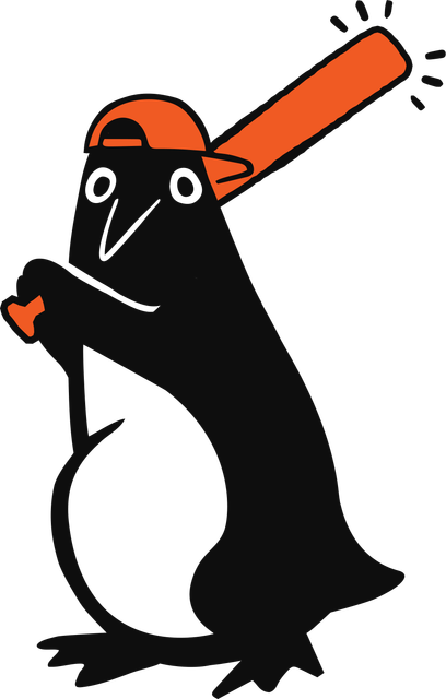 Penguin holding a bat