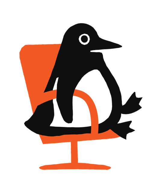 Penguin sitting on a chair