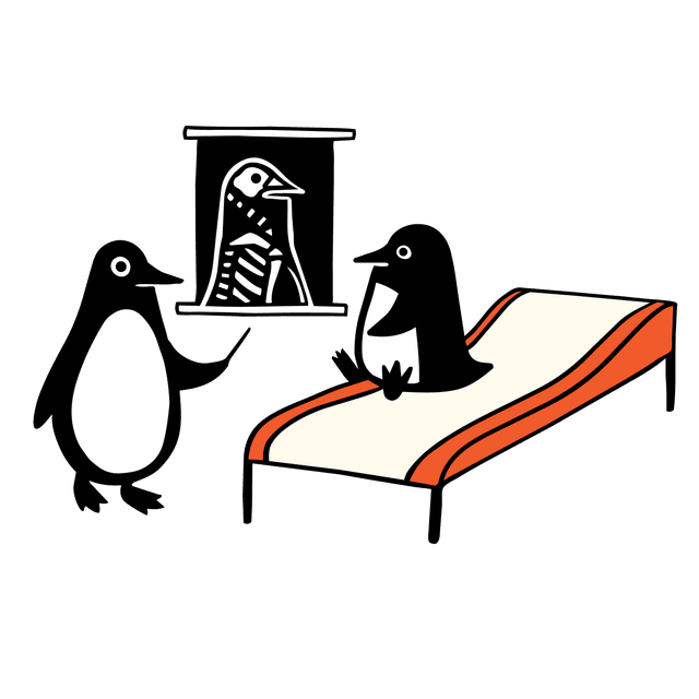 Penguin showing another penguin an X-ray