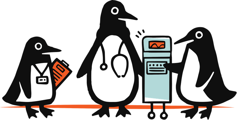 Penguins at a hospital