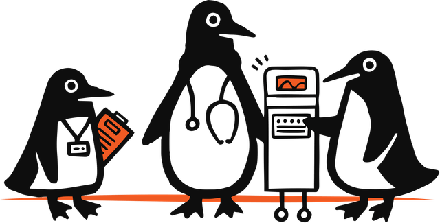 Penguins at a hospital